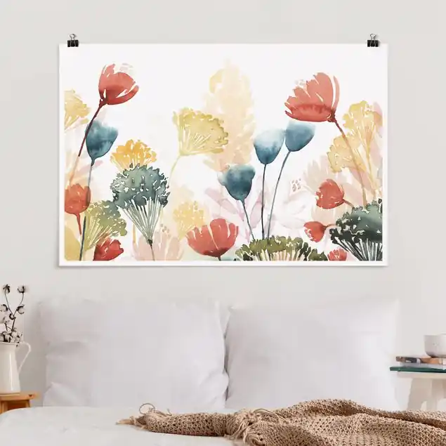 Wildblumen im Sommer II Poster - Querformat Nur Heute