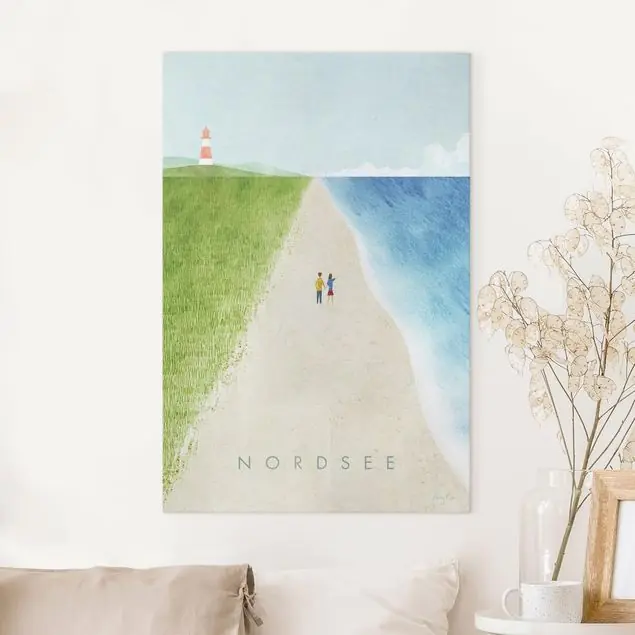 Reiseposter - Nordsee Leinwandbild • hergestellt in Deutschland • langlebiges Canvas mit Holzkeilrahmen • klassische Struktur Nur Heute