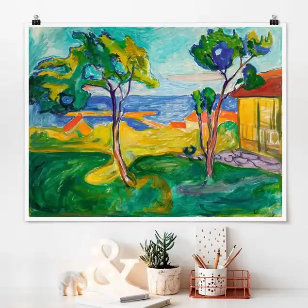 Edvard Munch - Der Garten Poster - Querformat Neu Im Sortiment