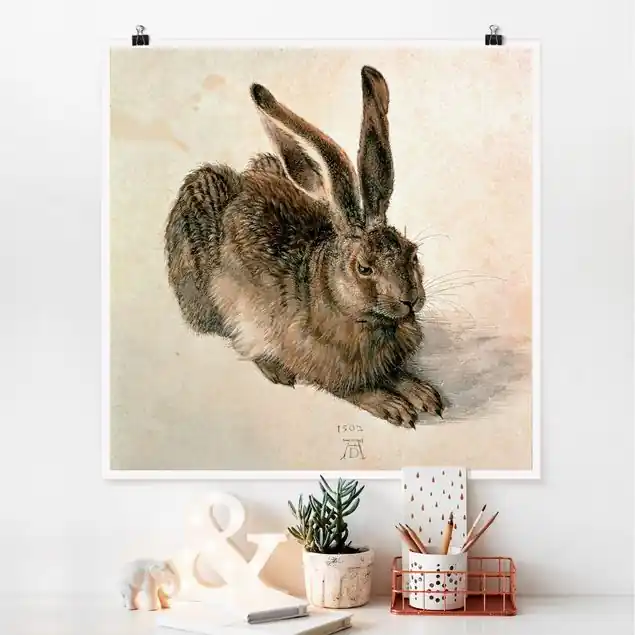 Albrecht Dürer - Junger Feldhase Poster - Quadrat Aktuell
