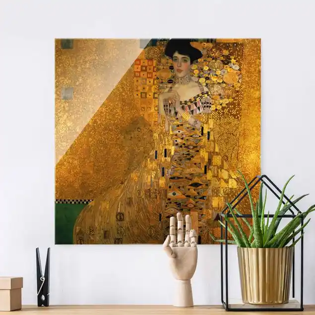 Top-Seller Gustav Klimt - Adele Bloch-Bauer I Glasbild - Quadrat