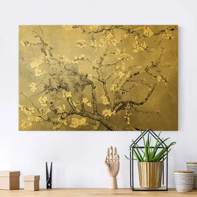 Vincent van Gogh - Mandelblüte Schwarz-Weiß Leinwandbild Günstig