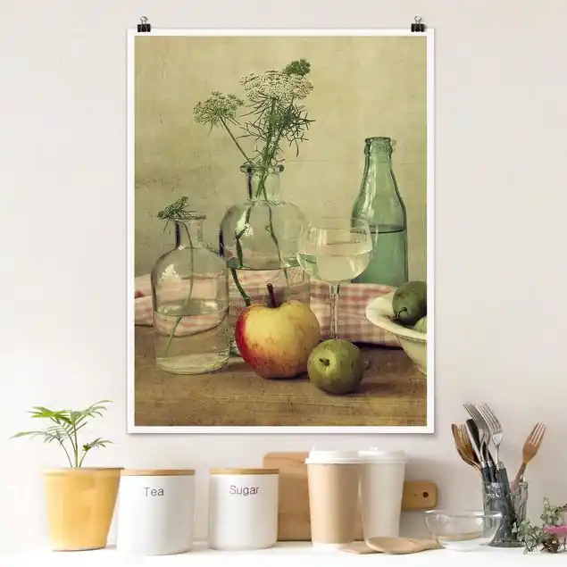Stillleben mit Flaschen Poster - Hochformat Top-Preis