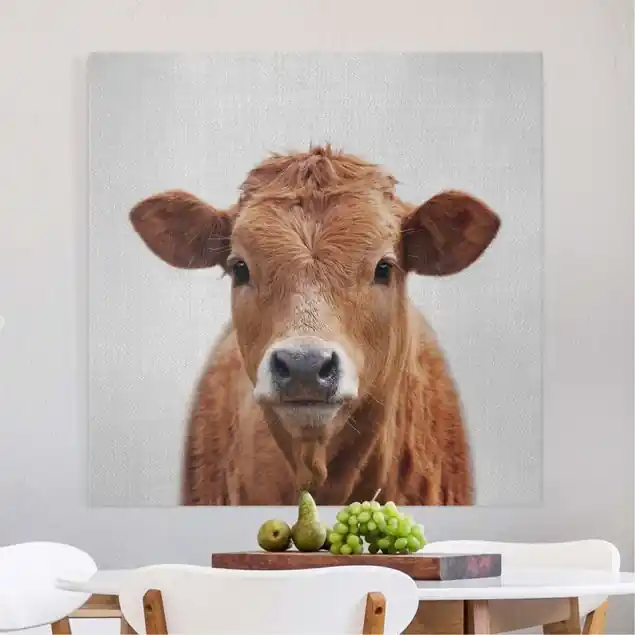 Kostenfreie Lieferung Kuh Kathrin Leinwandbild • hergestellt in Deutschland • langlebiges Canvas mit Holzkeilrahmen • klassische Struktur
