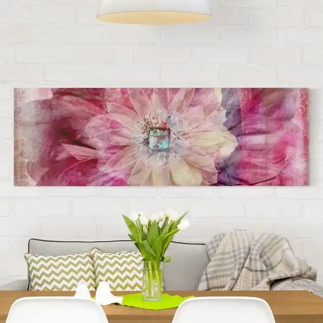 Günstig Grunge Flower Leinwandbild • hergestellt in Deutschland • langlebiges Canvas mit Holzkeilrahmen • klassische Struktur