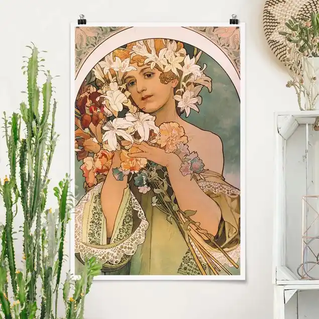 Top-Angebot Alfons Mucha - Blume Poster - Hochformat