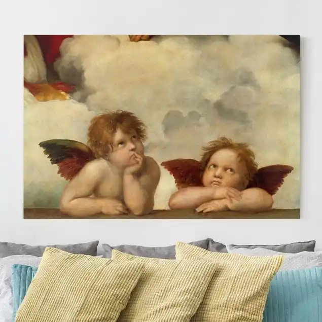Raffael - Zwei Engel Leinwandbild • hergestellt in Deutschland • langlebiges Canvas mit Holzkeilrahmen • klassische Struktur Nur Heute