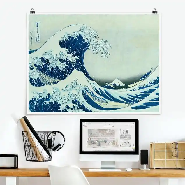 Preis Gesenkt Katsushika Hokusai - Die grosse Welle von Kanagawa Poster - Querformat