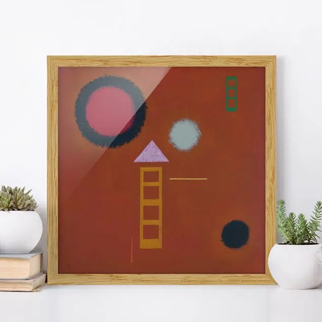 Wassily Kandinsky - Beruhigt Bild mit Rahmen in Manufakturqualität • Eiche naturbelassen • inkl. Rahmung von Hand • Made in Germany Wochenendangebot