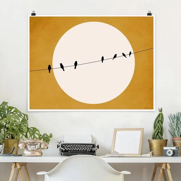 Zwitschernde Vögel in der Abenddämmerung Poster Top-Seller