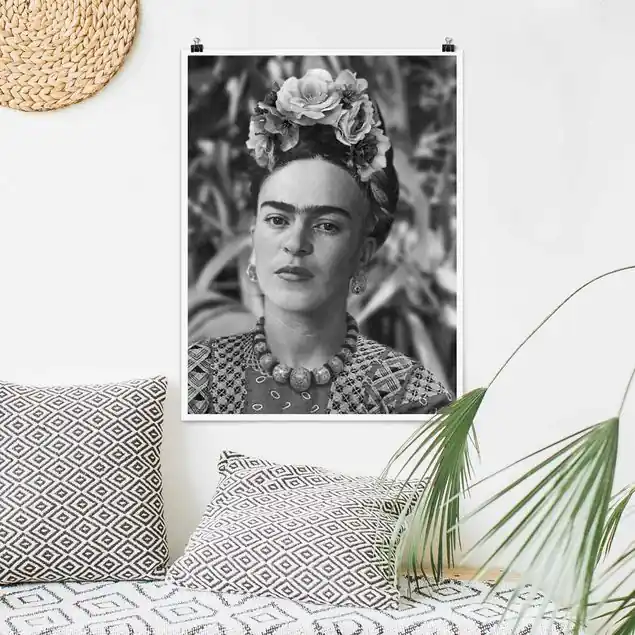Jetzt Bestellen Frida Kahlo Foto Portrait mit Blumenkrone Poster