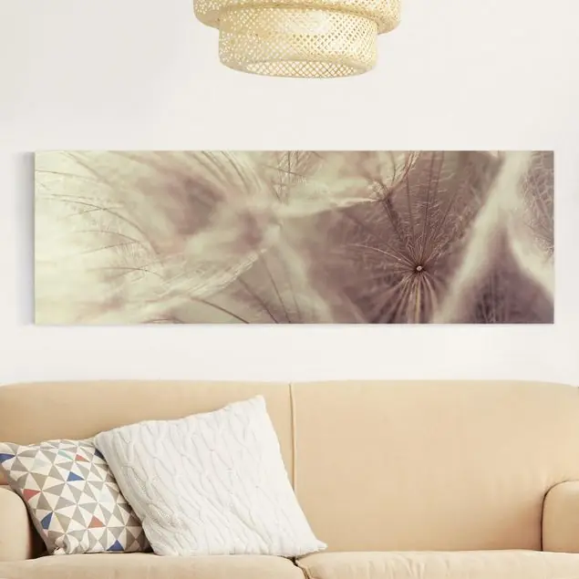 Günstig Detailreiche Pusteblumen Makroaufnahme mit Vintage Blur Effekt Leinwandbild • hergestellt in Deutschland • langlebiges Canvas mit Holzkeilrahmen • klassische Struktur