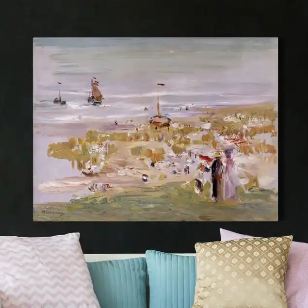 Max Liebermann - Der Strand Leinwandbild • hergestellt in Deutschland • langlebiges Canvas mit Holzkeilrahmen • klassische Struktur Begrenztes Angebot
