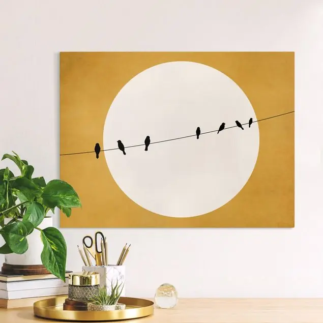 Zwitschernde Vögel in der Abenddämmerung Leinwandbild • hergestellt in Deutschland • langlebiges Canvas mit Holzkeilrahmen • klassische Struktur Neue Kollektion