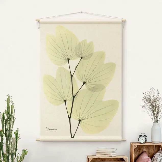 X-Ray - Orchideenbaumblätter                               Wandteppich • Handarbeit aus Deutschland • inkl. Rundhölzer & Baumwollseil • lösemittelfrei • natürliche Raumwirkung Versand Am Gleichen Tag