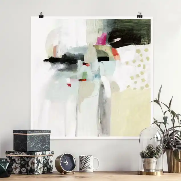 Günstig Bunte Wasserfälle II Poster - Quadrat