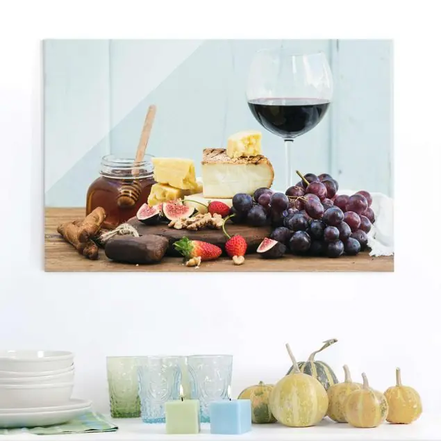 Zertifiziert Käse und Wein                               Glasbild - Querformat