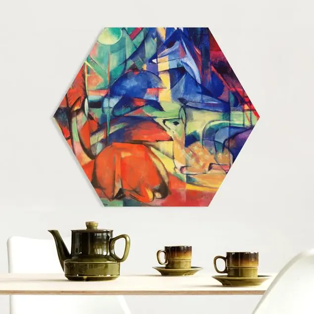 Begrenztes Angebot Franz Marc - Rehe im Walde Hexagon-Forexbild