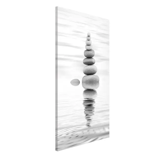 Sofort Bestellen Steinturm im Wasser Schwarz-Weiß Magnettafel - Hochformat 3:4