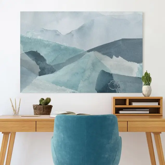Wogen in Blau III Leinwandbild • hergestellt in Deutschland • langlebiges Canvas mit Holzkeilrahmen • klassische Struktur Sonderaktion