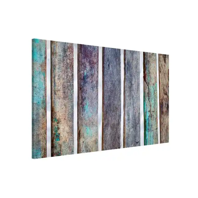 Mega-Angebot Mediterrane Shabby Holzplanken auf Weißem Grund Magnettafel