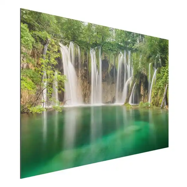 Kostenfreie Lieferung Wasserfall Plitvicer Seen Alu-Dibond Outdoor Bild