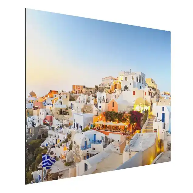 Strahlendes Santorin Alu-Dibond Outdoor Bild Meistverkauft