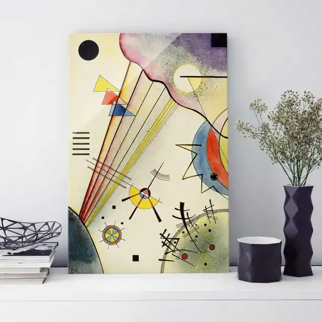 Gratis Versand Wassily Kandinsky - Deutliche Verbindung Glasbild - Hochformat