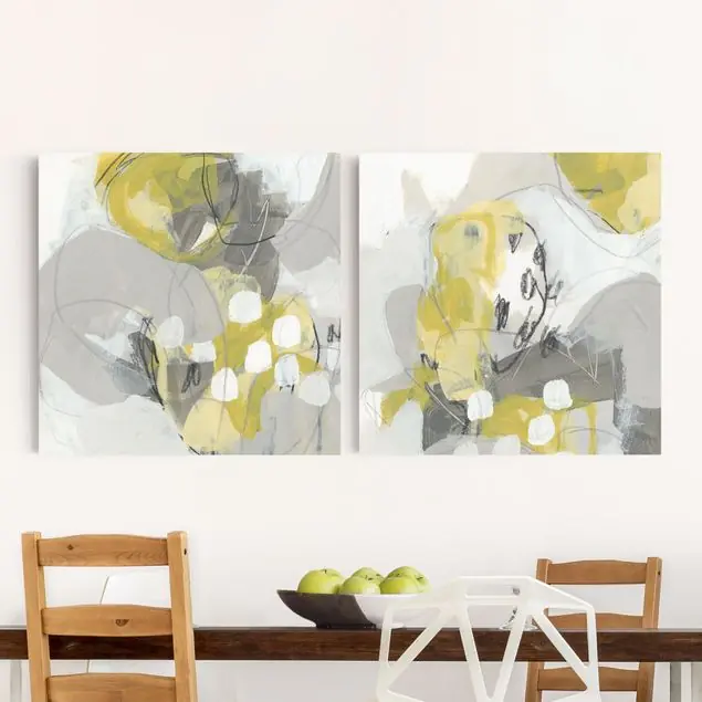 Zitronen im Nebel Set I                               2-teiliges Leinwandbild - Quadrat Top-Seller