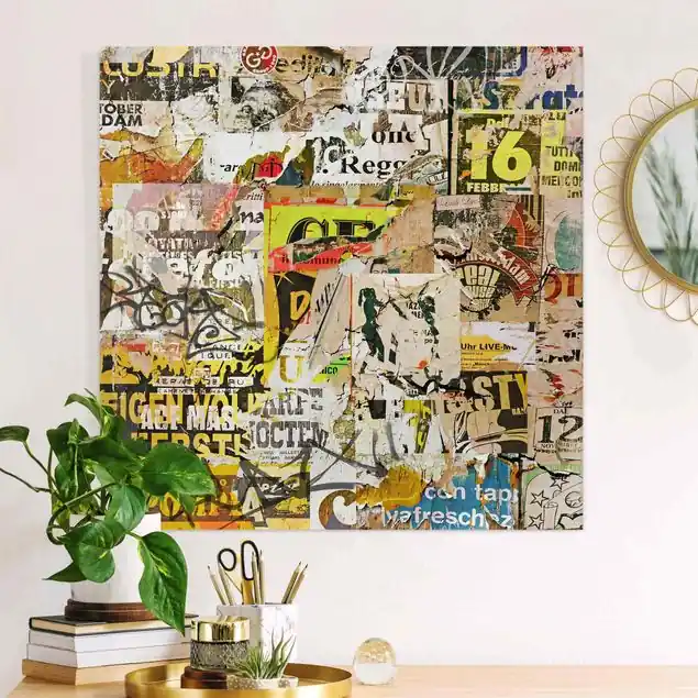 Alte Plakatwand II Leinwandbild • hergestellt in Deutschland • langlebiges Canvas mit Holzkeilrahmen • klassische Struktur Direkt Vom Hersteller
