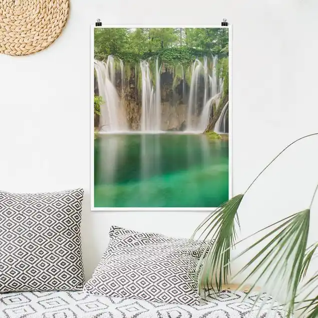 Highlight Wasserfall Plitvicer Seen Poster - Hochformat