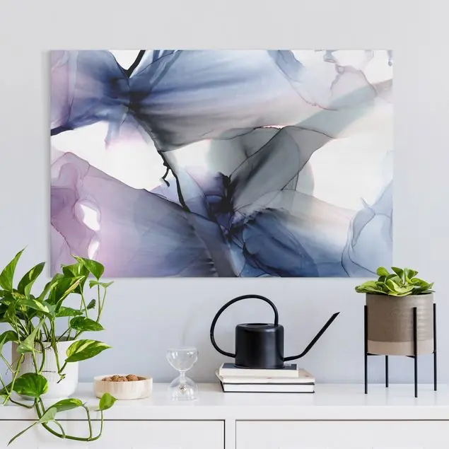 Günstig Violett im Fluss Leinwandbild • hergestellt in Deutschland • langlebiges Canvas mit Holzkeilrahmen • klassische Struktur