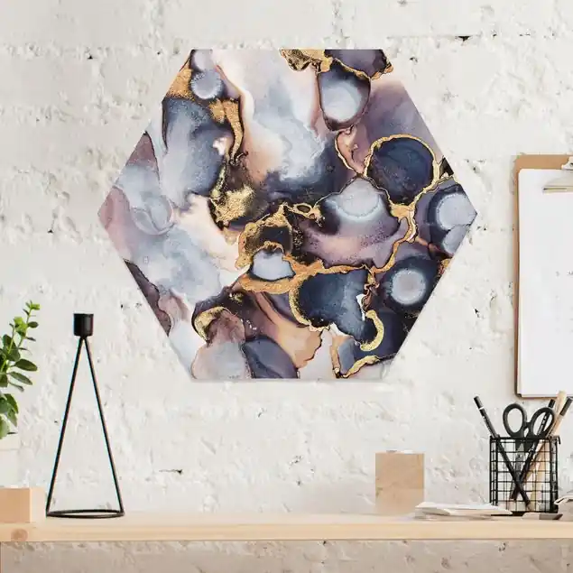 Sichere Zahlung Marmor Aquarell mit Gold Hexagon-Forexbild
