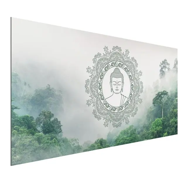 Buddha Mandala im Nebel Alu-Dibond Outdoor Bild Direkt Vom Hersteller