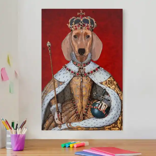 Billig Tierportrait - Dackelkönigin Leinwandbild • hergestellt in Deutschland • langlebiges Canvas mit Holzkeilrahmen • klassische Struktur