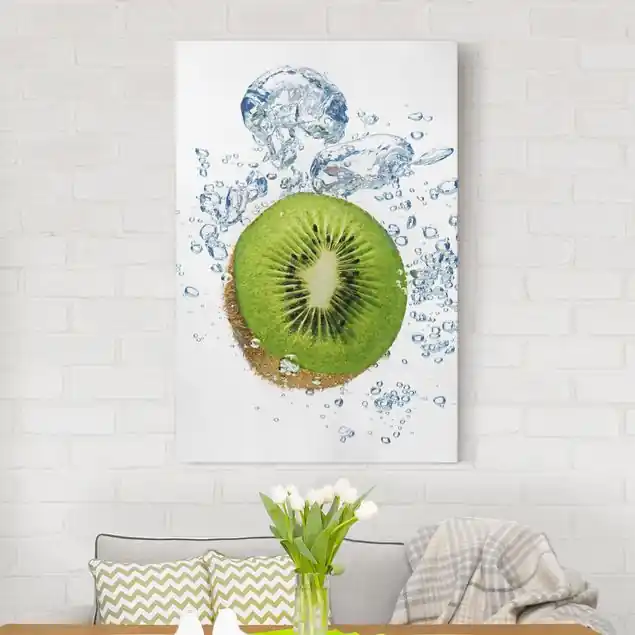 Kiwi Bubbles Leinwandbild • hergestellt in Deutschland • langlebiges Canvas mit Holzkeilrahmen • klassische Struktur Solange Der Vorrat Reicht