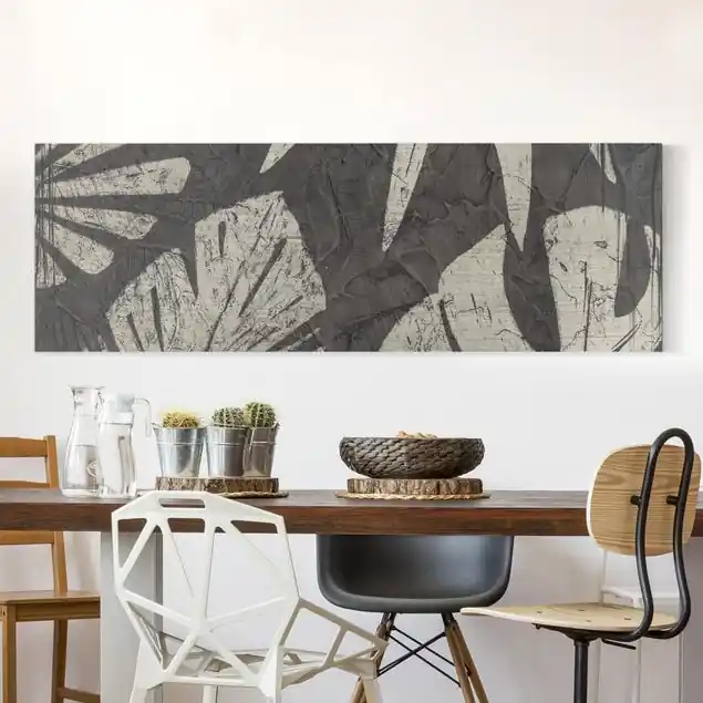 Kracherpreis Palmenblätter vor Dunkelgrau Leinwandbild • hergestellt in Deutschland • langlebiges Canvas mit Holzkeilrahmen • klassische Struktur