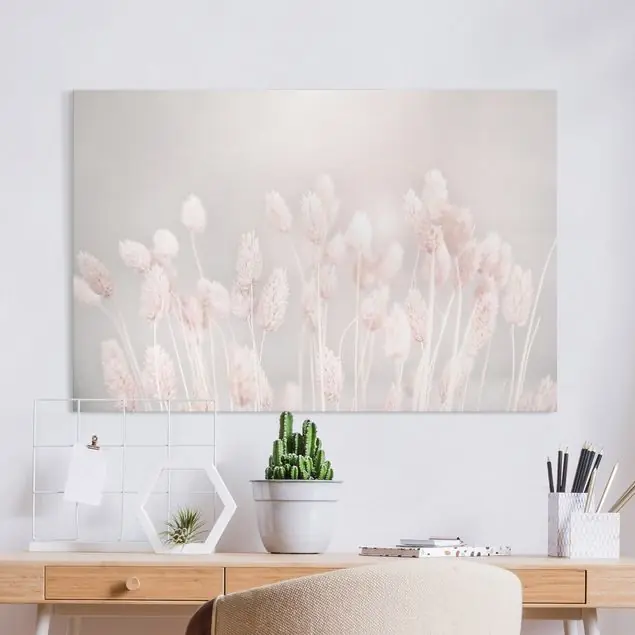 Helles Gras im Sonnenlicht Leinwandbild • hergestellt in Deutschland • langlebiges Canvas mit Holzkeilrahmen • klassische Struktur Schneller Versand