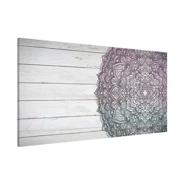 Mandala Lotusblüte Holzoptik weiß Magnettafel Letzte Chance