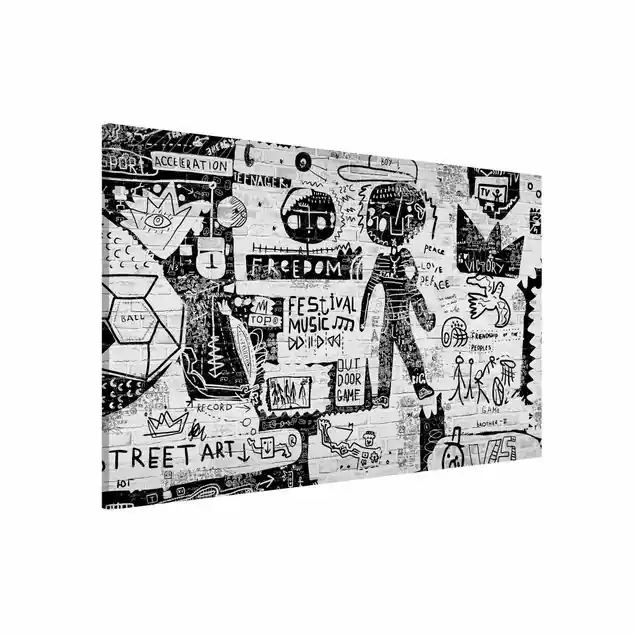 Abstract Graffiti Art Black And White Magnettafel Neuheit