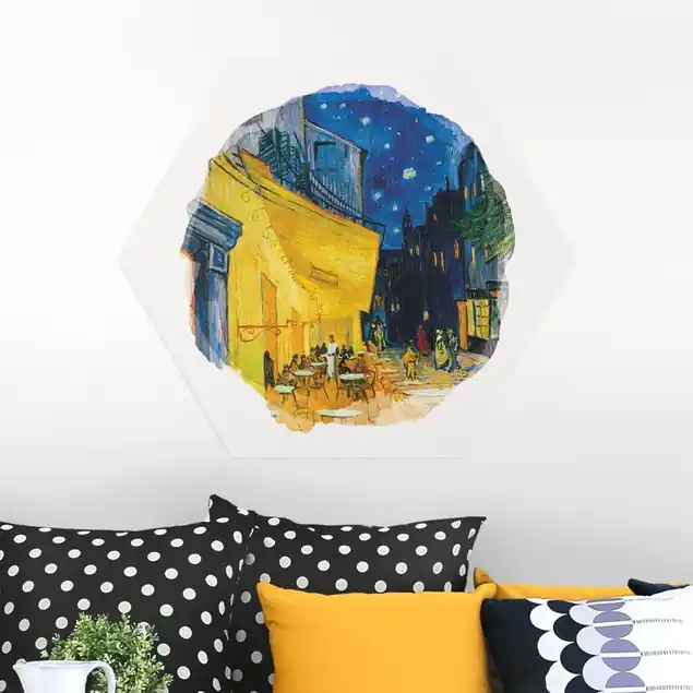 Wasserfarben - Vincent van Gogh - Café-Terrasse in Arles Hexagon-Alu-Dibond Bild Bestseller