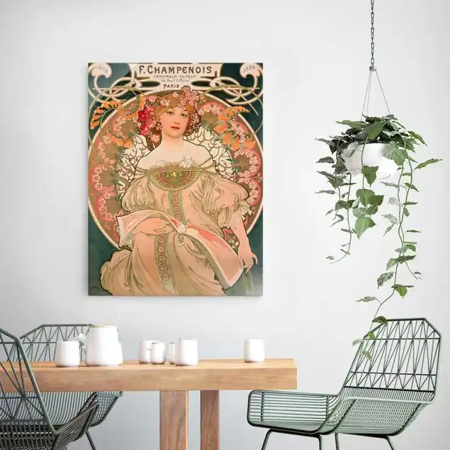 Alfons Mucha - Plakat für F. Champenois                               Glasbild - Hochformat Zertifiziert