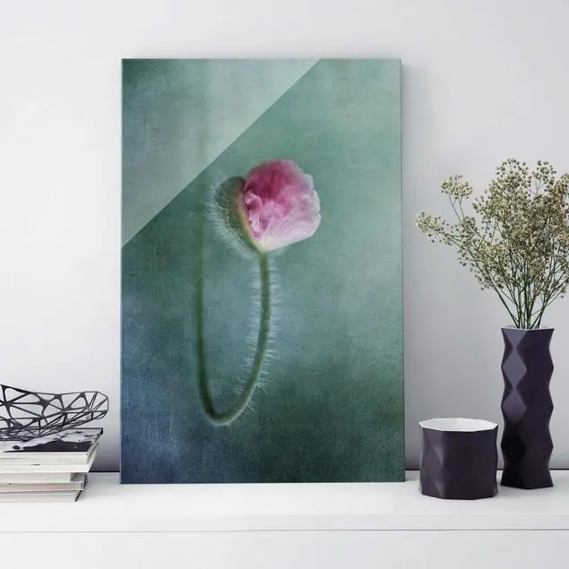 Wochenendangebot Blüte in Rosa Glasbild - Hochformat