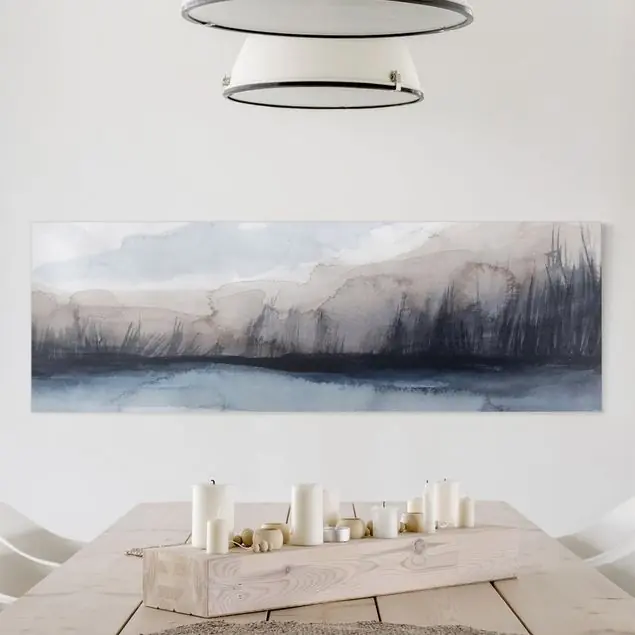 Seeufer mit Bergen I Leinwandbild • hergestellt in Deutschland • langlebiges Canvas mit Holzkeilrahmen • klassische Struktur Kostenloser Versand