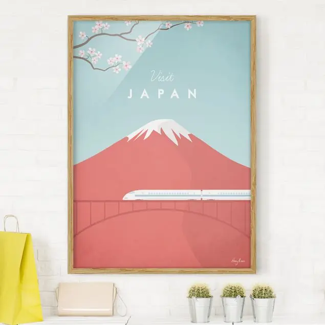 Reiseposter - Japan Bild mit Rahmen in Manufakturqualität • Eiche naturbelassen • inkl. Rahmung von Hand • Made in Germany Knallerangebot