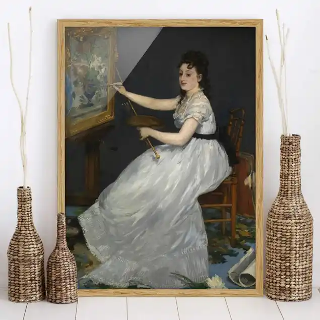 Beliebt Edouard Manet - Eva Gonzalès Bild mit Rahmen in Manufakturqualität • Eiche naturbelassen • inkl. Rahmung von Hand • Made in Germany