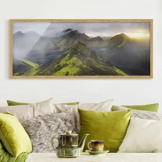 Storkonufell Island Bild mit Rahmen in Manufakturqualität • Eiche naturbelassen • inkl. Rahmung von Hand • Made in Germany Sale