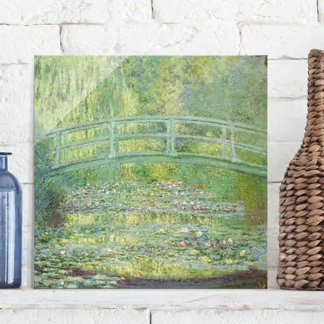 Sonderaktion Claude Monet - Japanische Brücke Glasbild - Quadrat