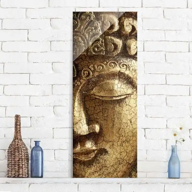 Aktuell Vintage Buddha                               Glasbild - Hochformat