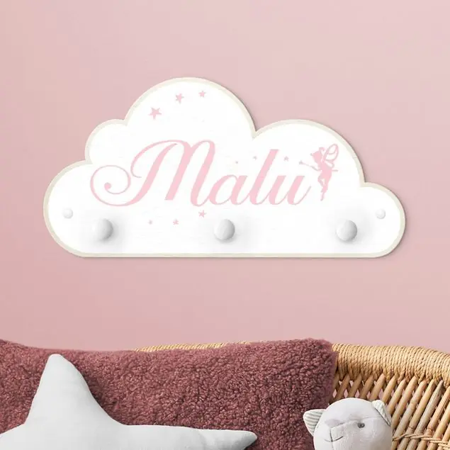 Weiße Feen Wolke mit Wunschname rosa Top-Seller